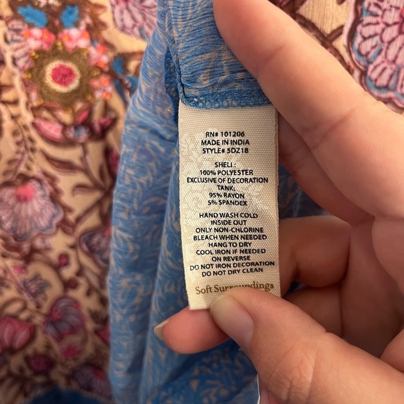 Soft surroundings Pergola Floral Embroidered boho sheer tunic size 3x - Picture 5 of 8